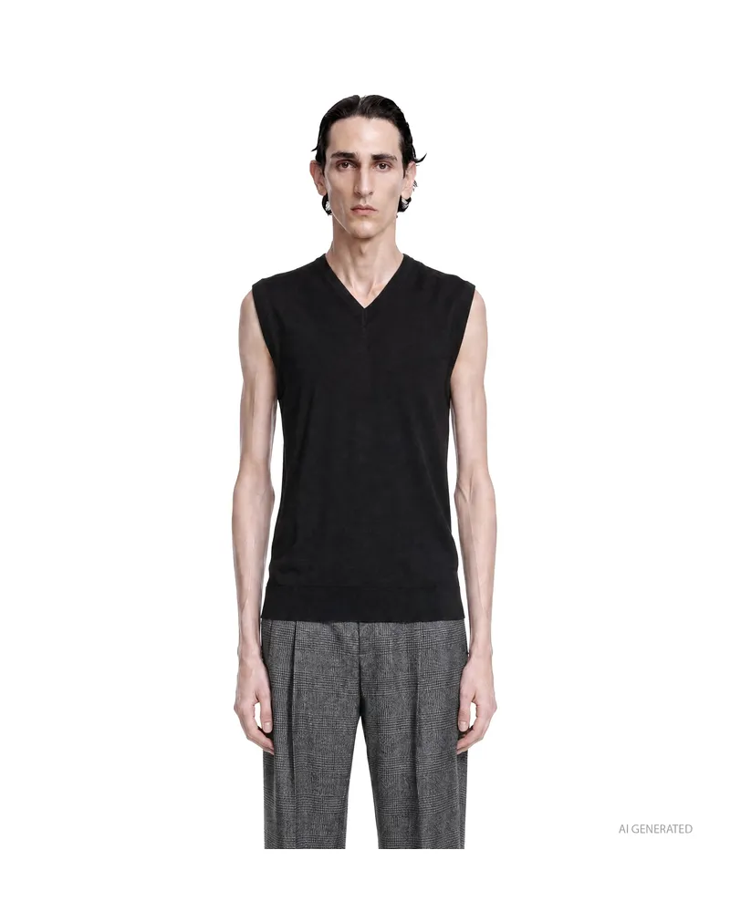 LARDINI Wool Vest Black
