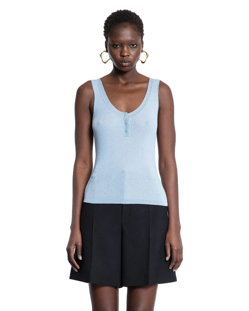 Chloé Tank Top In Wool Knit Blue