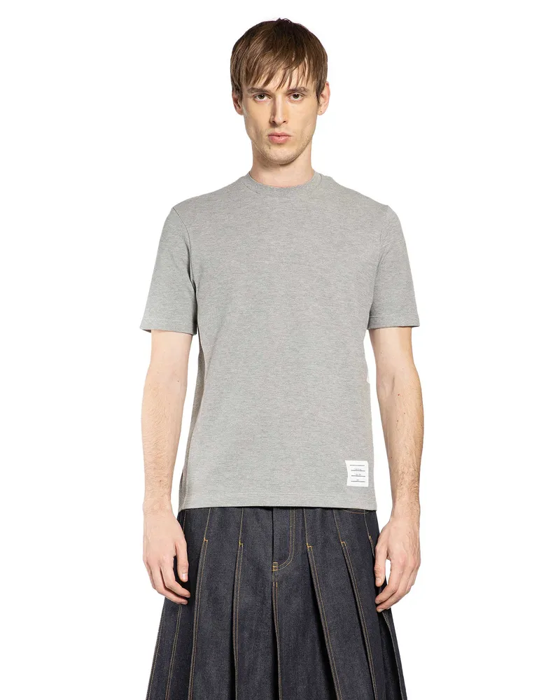 Thom Browne Classic Piqué 4-Bar Tee Grey