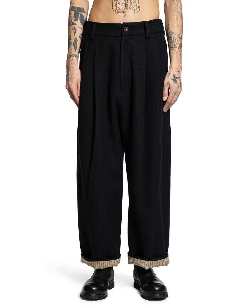 Ziggy Chen Pleated Drop Crotch Trousers Black