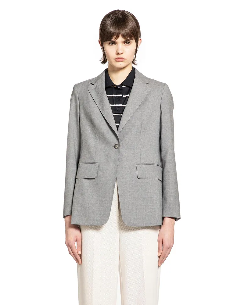 Max Mara Single-breasted Wollen Cloth Blazer Grey