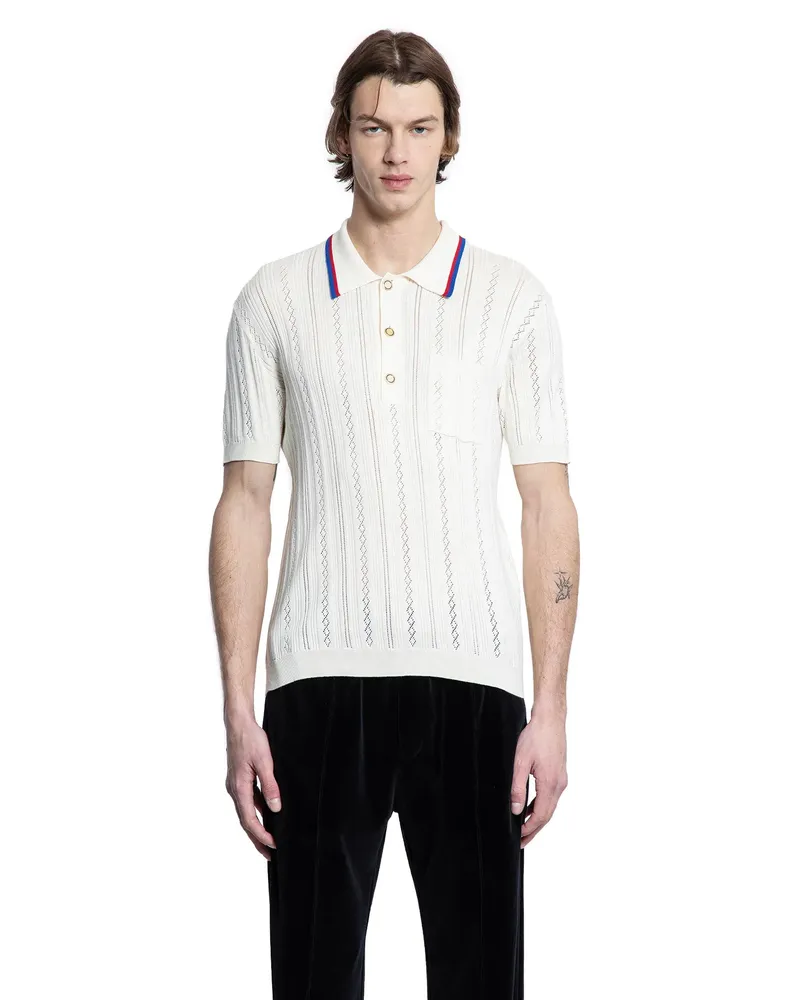 Valentino Garavani Knit Pocket Polo Shirt Beige