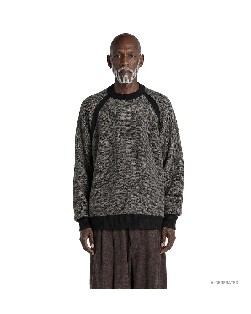Ziggy Chen Oversized Raglan Sweater Black&white