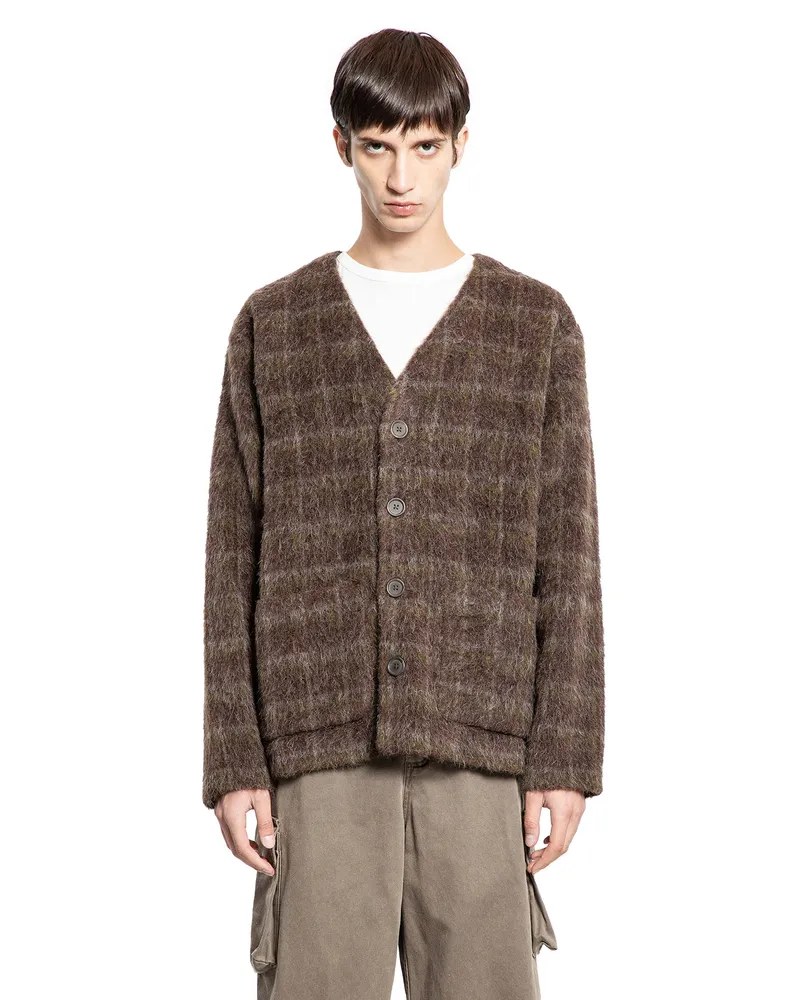 Our Legacy Check Hairy Wool Cardigan Brown