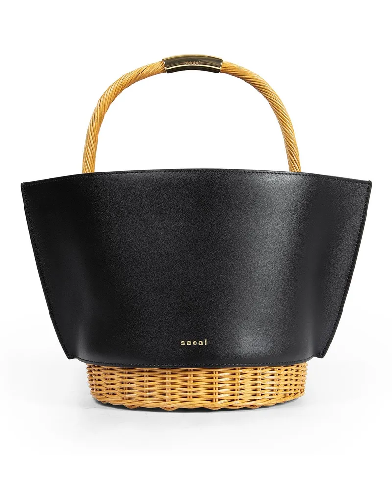 Sacai Leather x Rattan Medium Basket Black