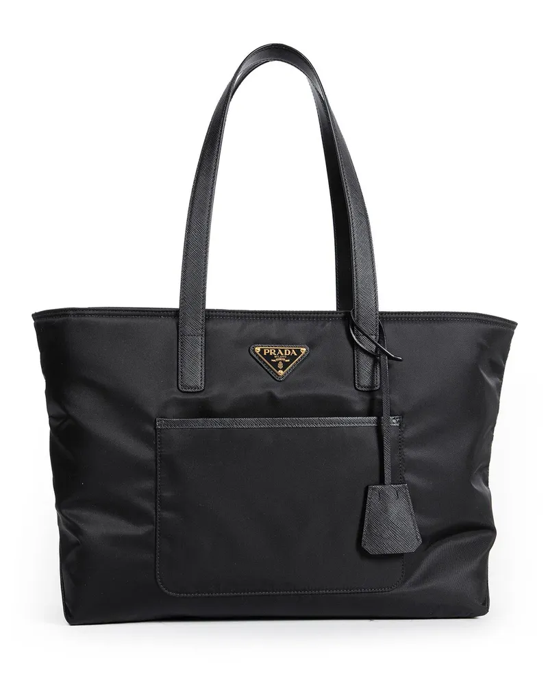 Prada Re-Nylon Calf Leather Shoulder Bag Black