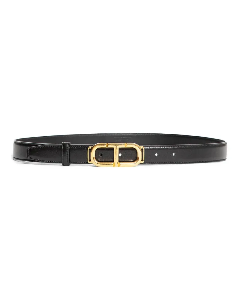 Tom Ford Palmellato Box Leather Belt Black