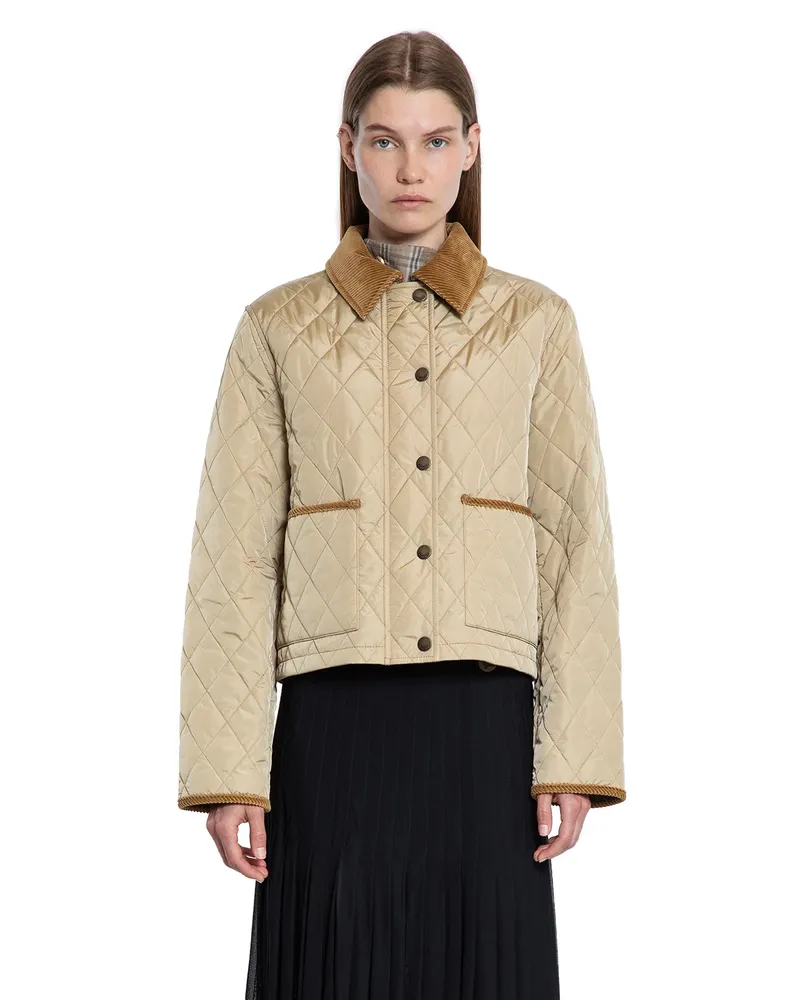 Burberry Cropped Quilted Nylon Jacket Beige
