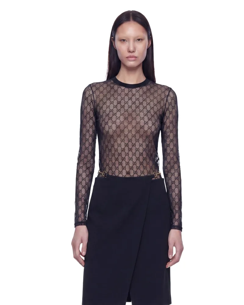 Gucci GG Stretch Lace T-Shirt Black