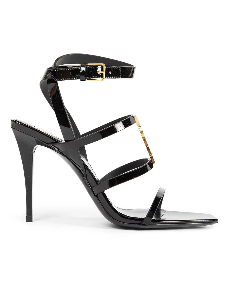 Saint Laurent Cassandra Sandals in Patent Leather Black