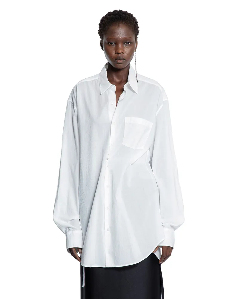 Ann Demeulemeester Elisabeth Long High Comfort Pocket Shirt White