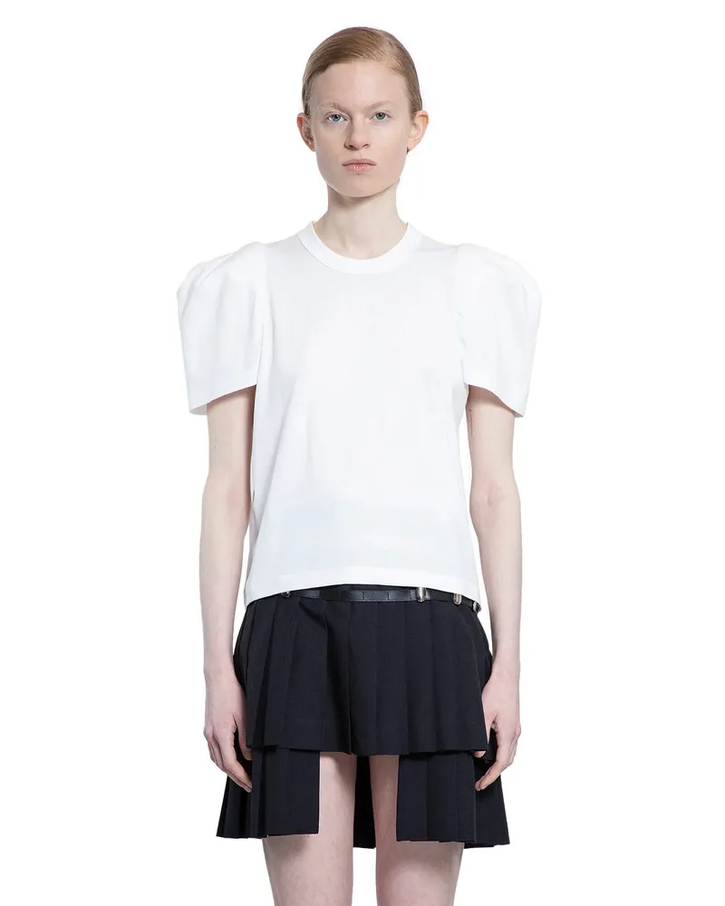Noir Kei Ninomiya Puff Sleeve Cotton Jersey T-Shirt White