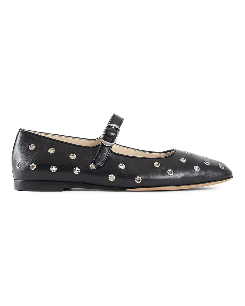 Le Monde Béryl Eyelet Leather Mary Jane Ballerinas Black