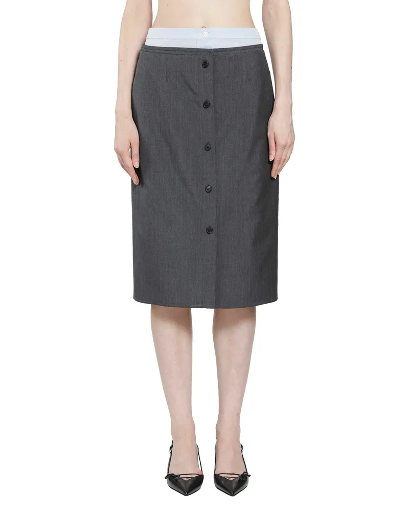 Prada Layered Wool Skirt Grey