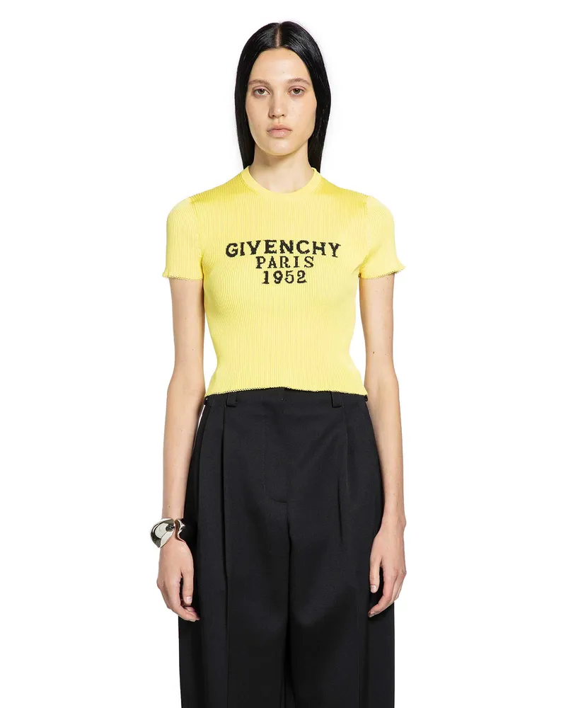 Givenchy 1952 Paris Short Sleeve Crop Top Yellow