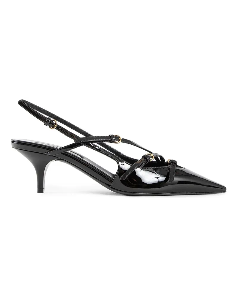 Miu Miu Patent leather slingbacks with buckles Black