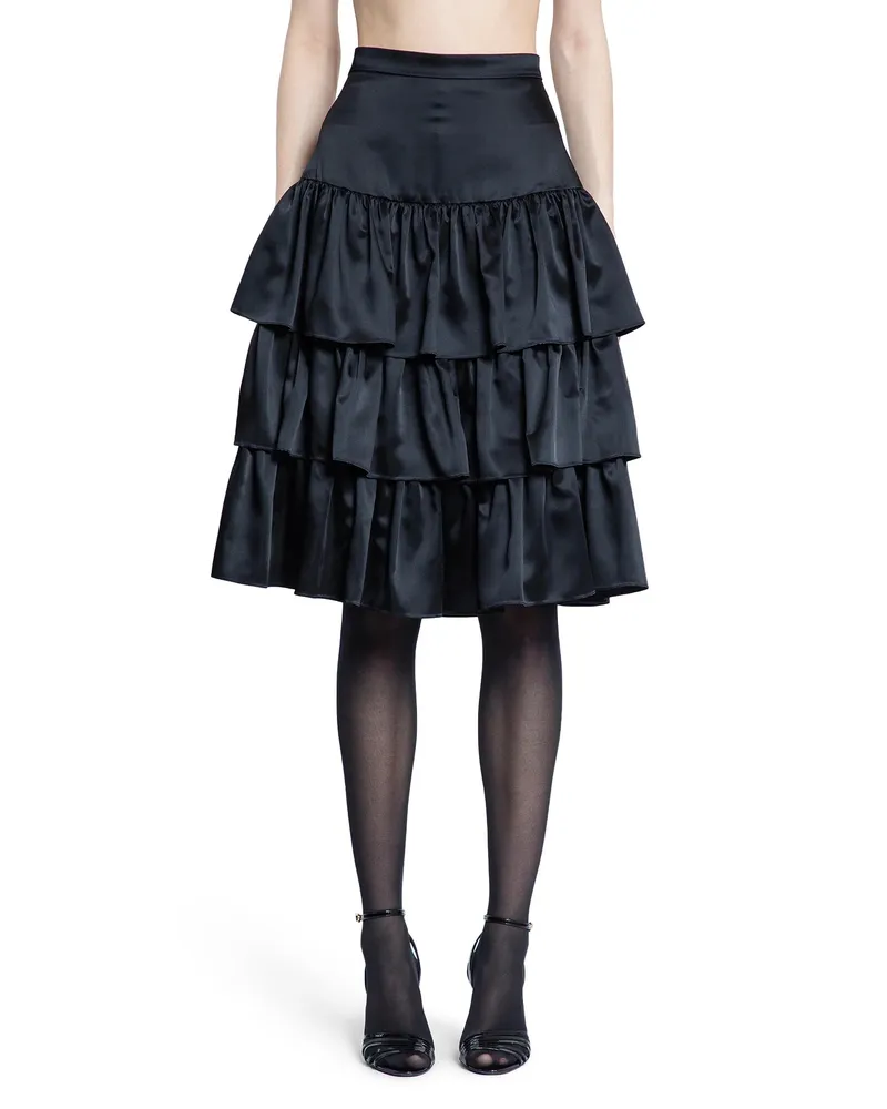 Valentino Garavani Satin Ruffle Skirt Black