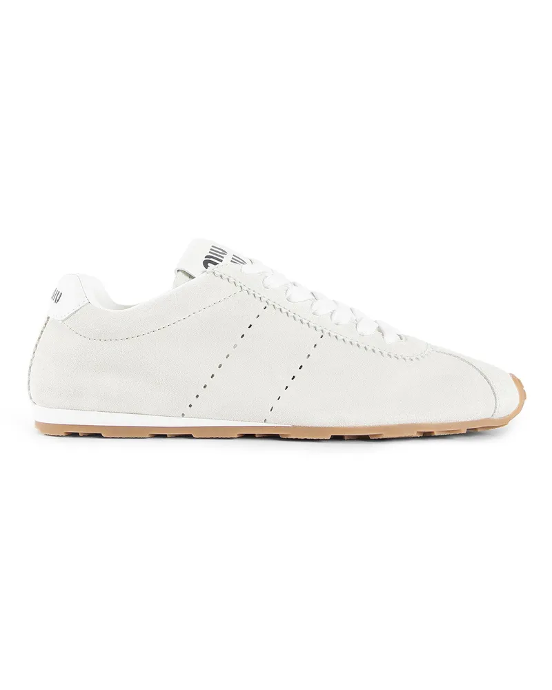 Miu Miu Plume Suede Sneakers Off-white