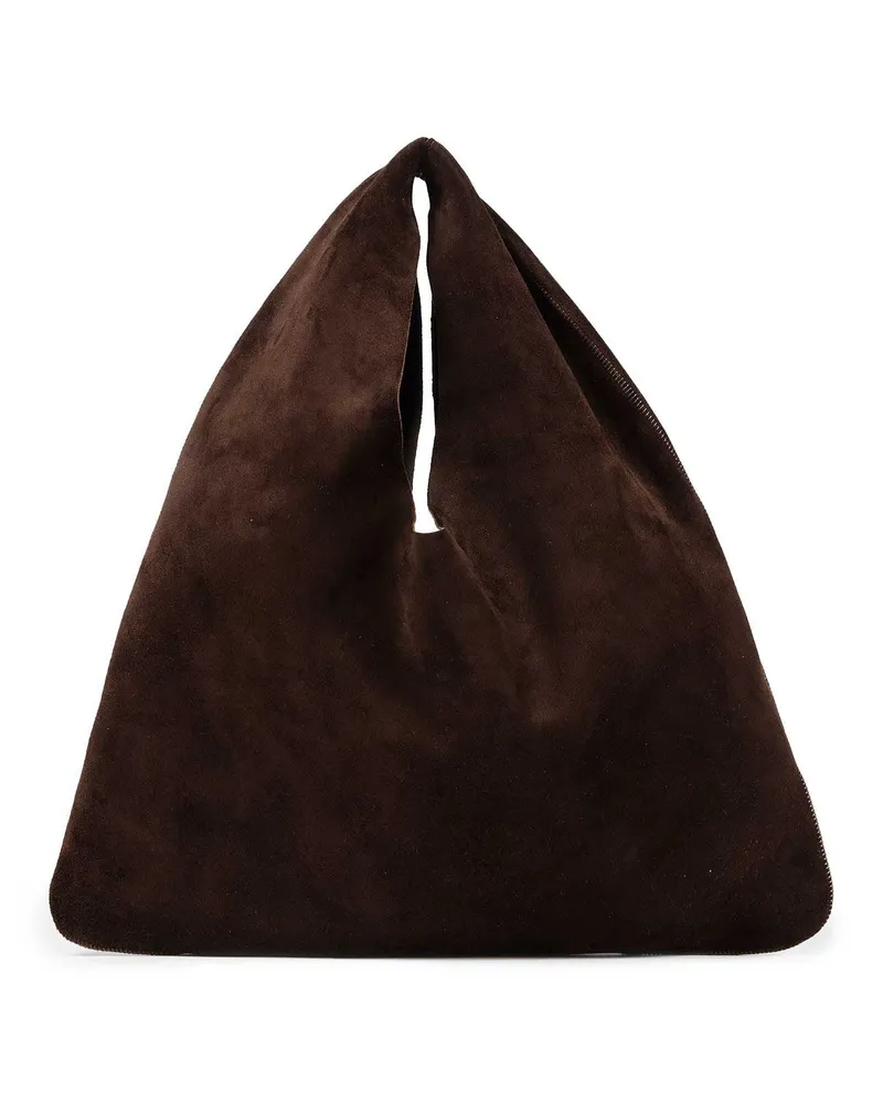 The Row Small Bindle Suede Shoulder Bag Brown