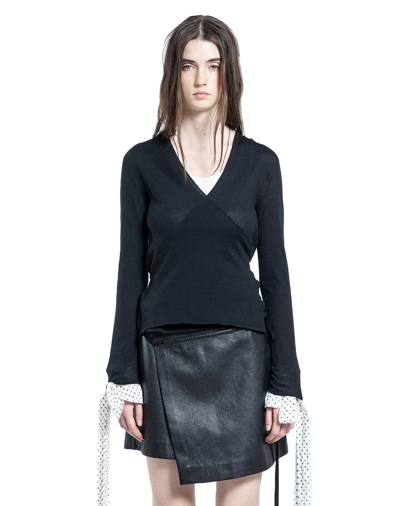 Ann Demeulemeester Fro Wrap Knit Cardigan Black