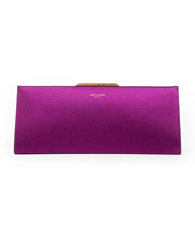 Saint Laurent Midnight Small Clutch in Satin Purple