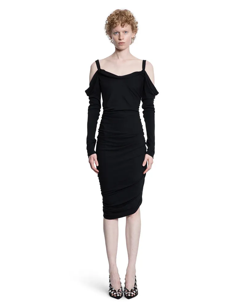 ATTICO Crêpe Viscose Midi Dress Black