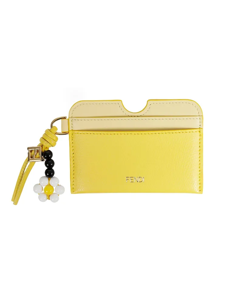 Fendi FF Diamonds Leather Card Holder Yellow
