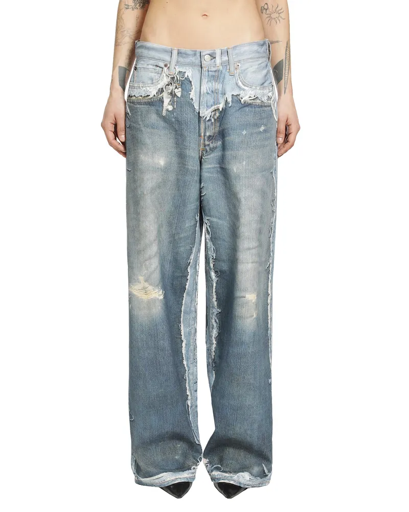 Acne Studios Trompe L'oeil Baggy Jeans Blue