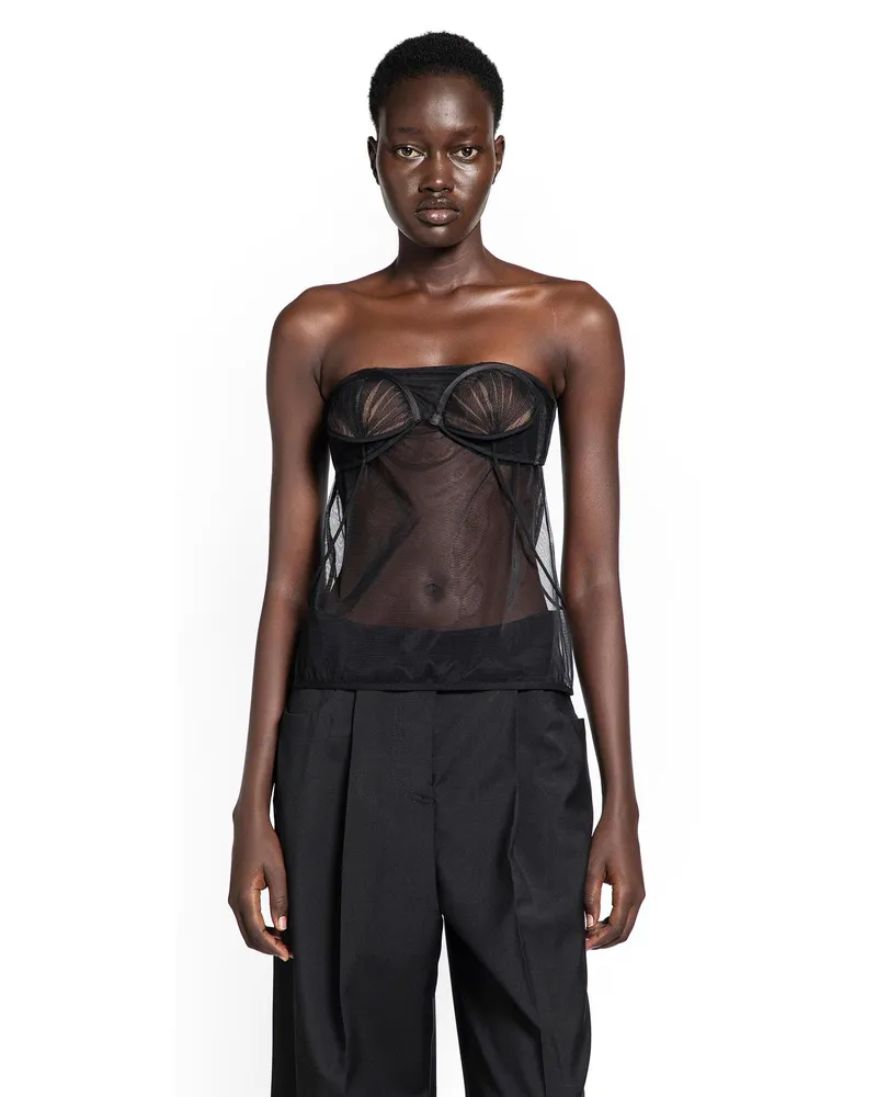 Nensi Dojaka Upside Down Pleated Top Black