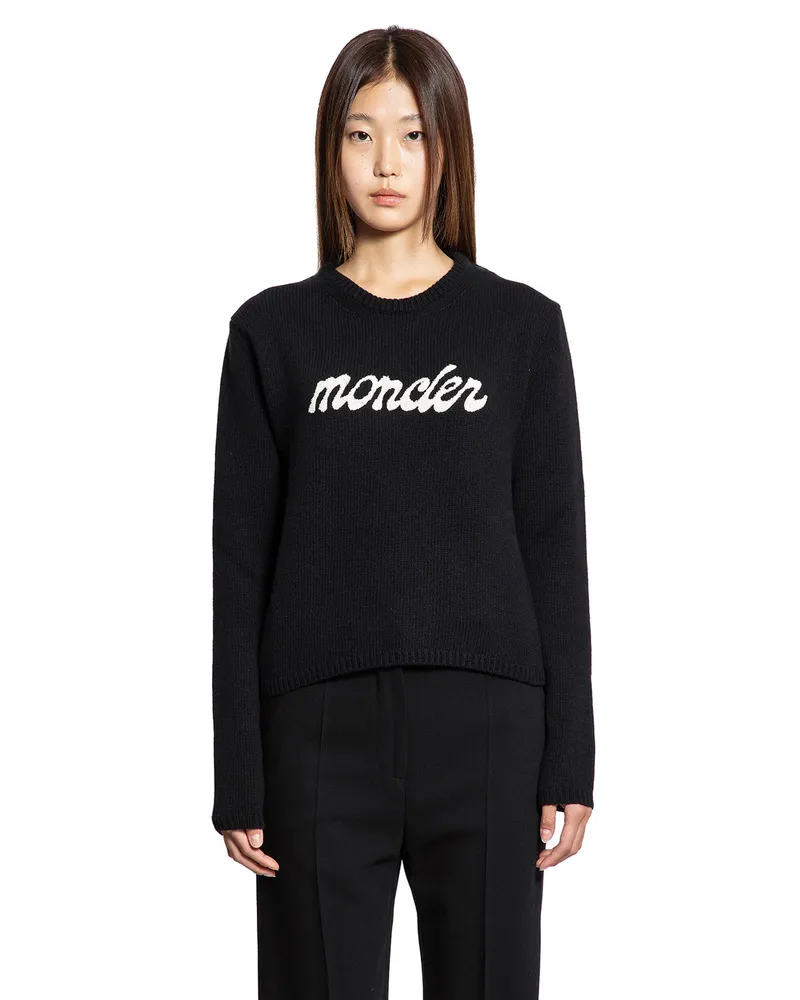 Moncler Embroidered Sweater in Wool and Cashmere Black