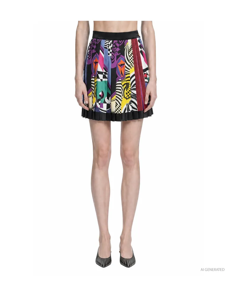 Versace Teatro'' Print Pleated Mini Skirt Multicolor