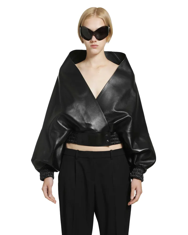 Balenciaga Wrap Jacket in Smooth Light Lambskin Black