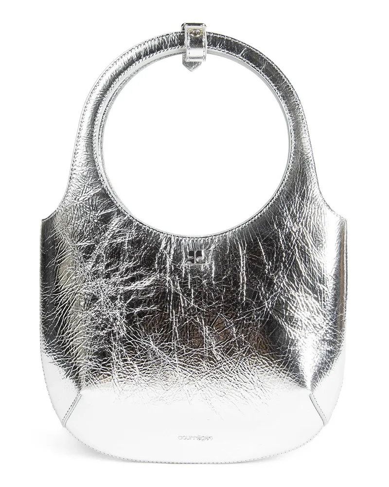 Courrèges Silver Naplack Leather Holy Bag Silver