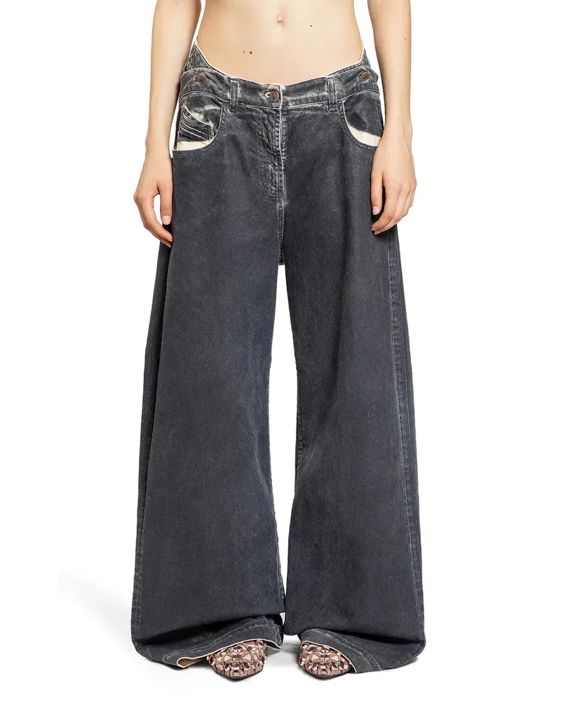 ATTICO Pantaloni lunghi in tela rivestita opaca Blue