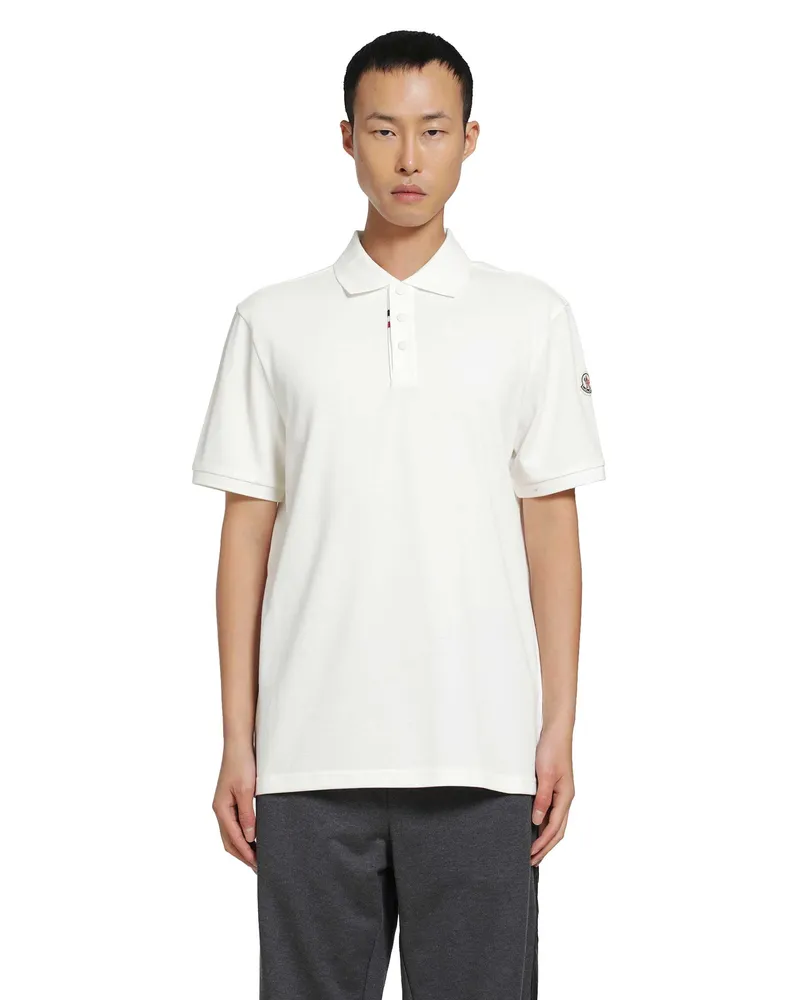 Moncler Cotton Piquet Polo Shirt White