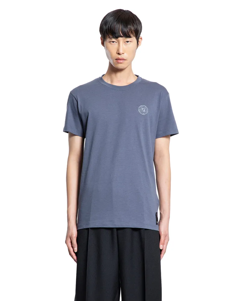 Fendi T-Shirt in Cotton Jersey Blue