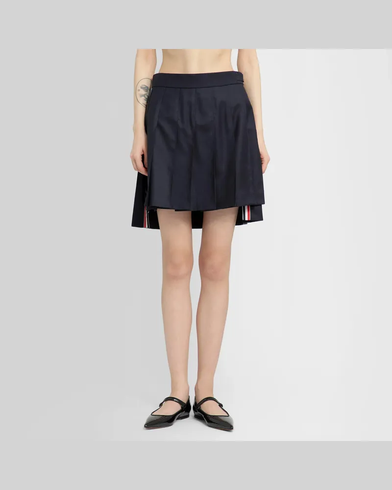 Thom Browne Dropped Back Pleated Mini Skirt Blue