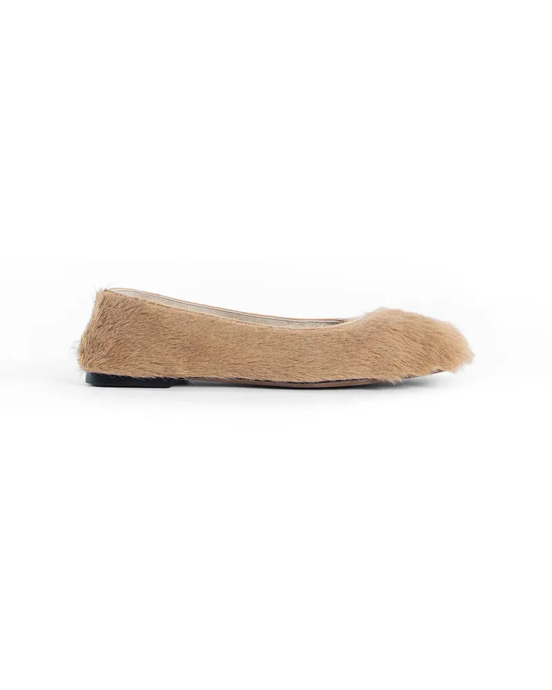 The Row Square Ballet Flats in Pony Beige