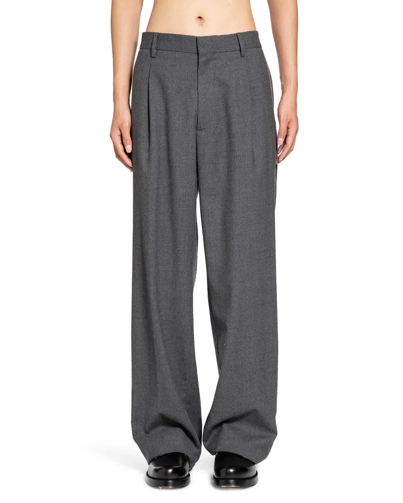 LARDINI Pleated Wool Trousers Grey
