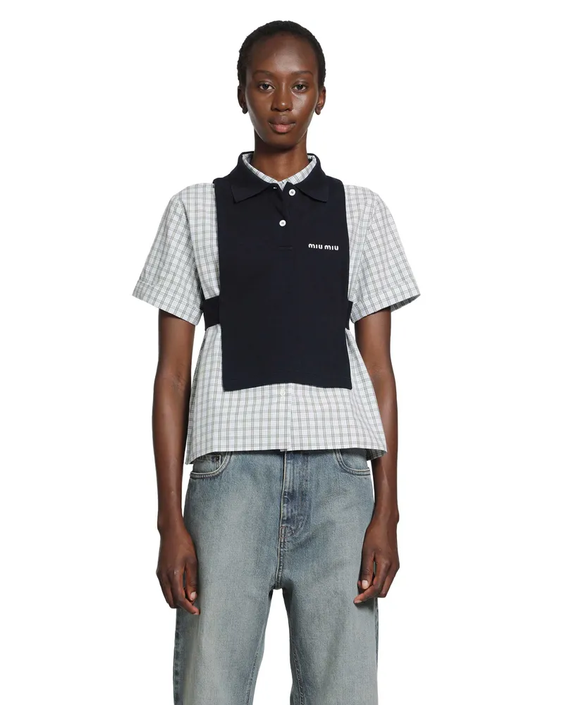 Miu Miu Piqué Polo Vest Blue
