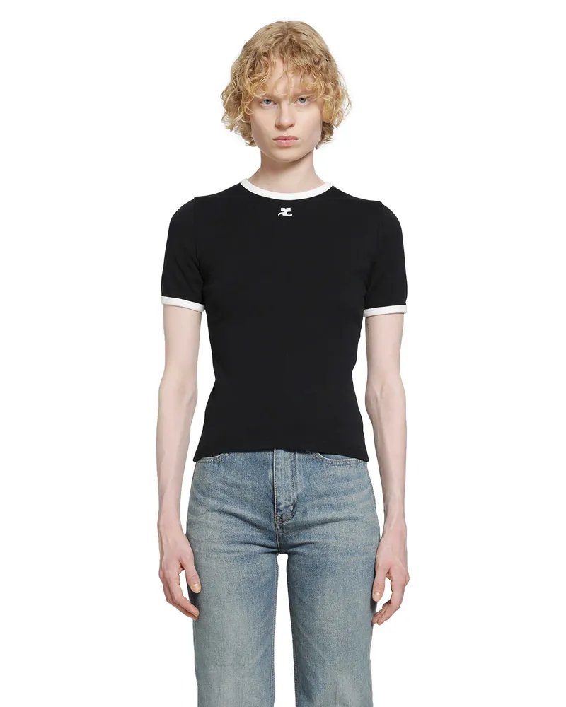 Courrèges Signature Contrast T-Shirt Black
