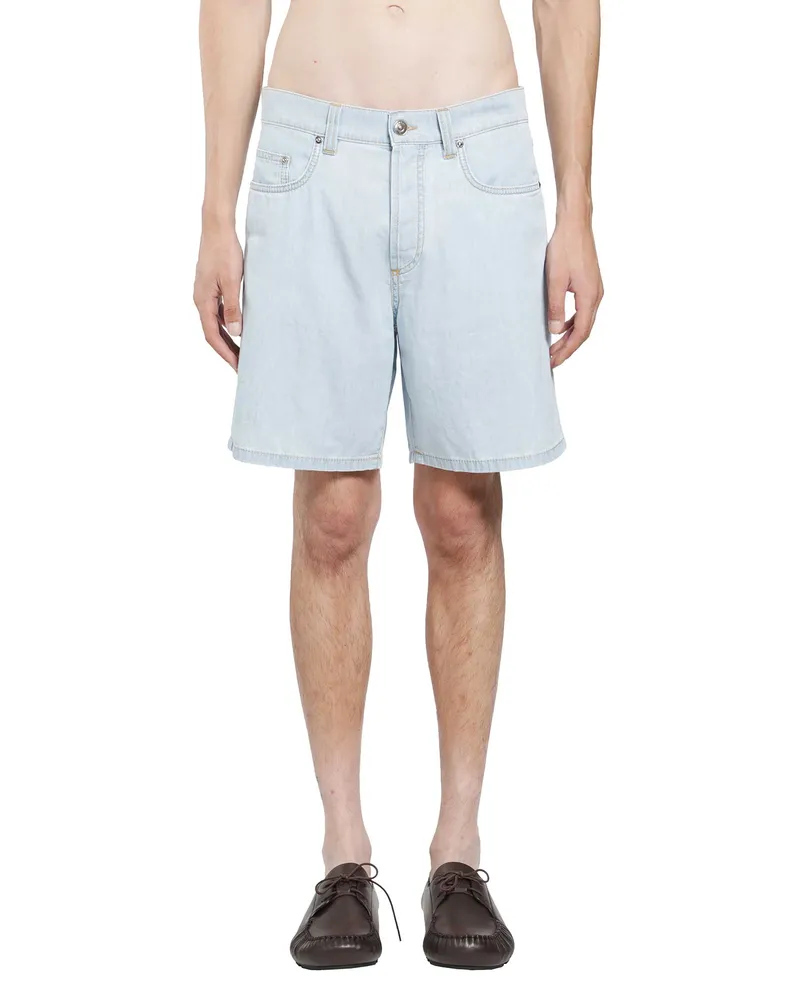 Versace Chambray Denim Shorts Blue