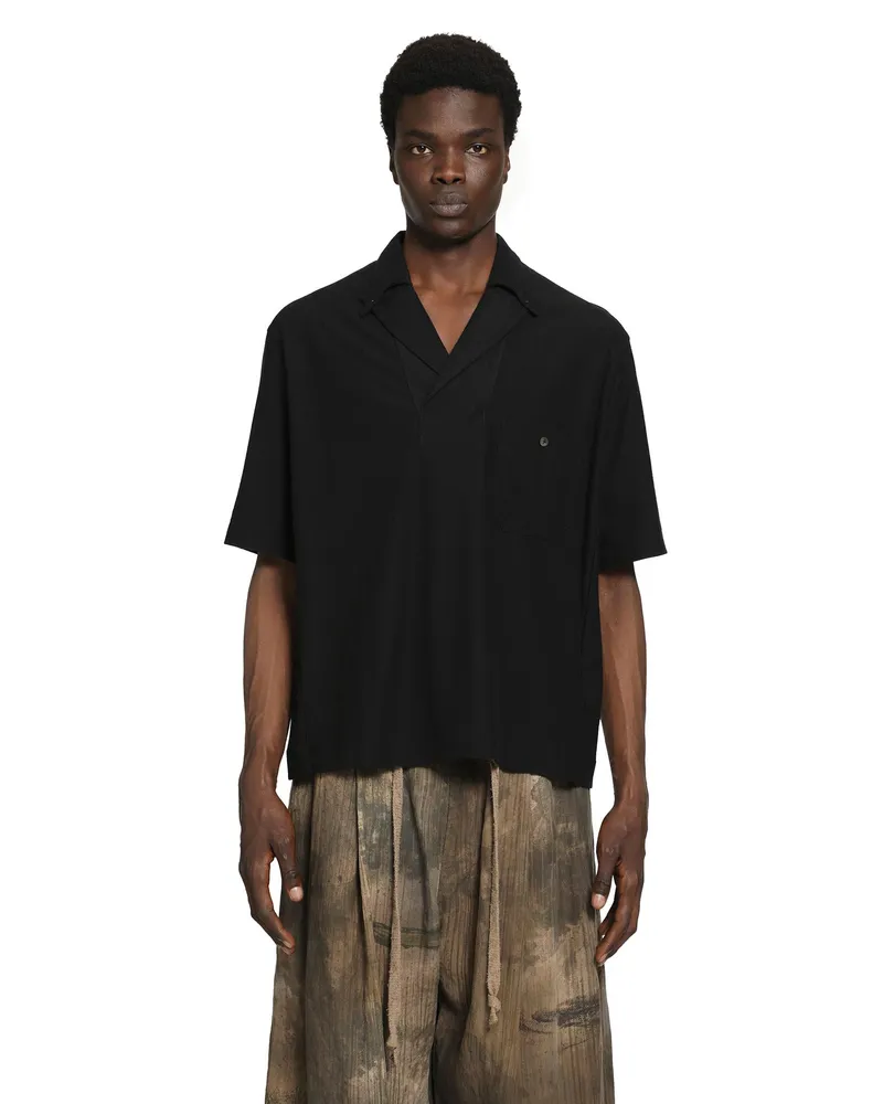 Ziggy Chen Lapel Collar Pocket Polo Shirt Black