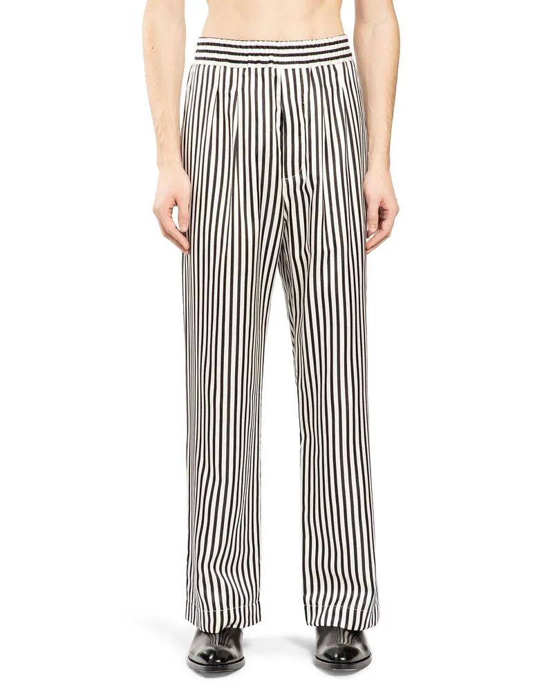 Tom Ford Fluid Silk Stripe Lounge Pants Black&white