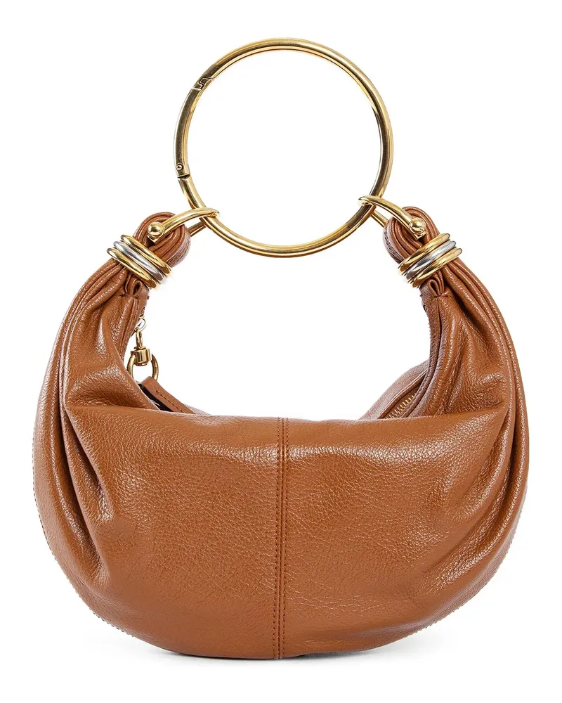 Chloé Small Bracelet Bag in Grained Leather Brown