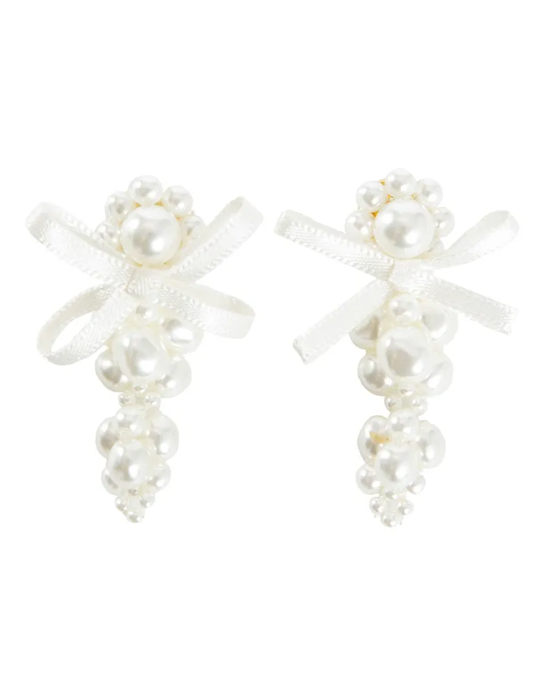 Simone Rocha Petite Bow Cluster Earrings White