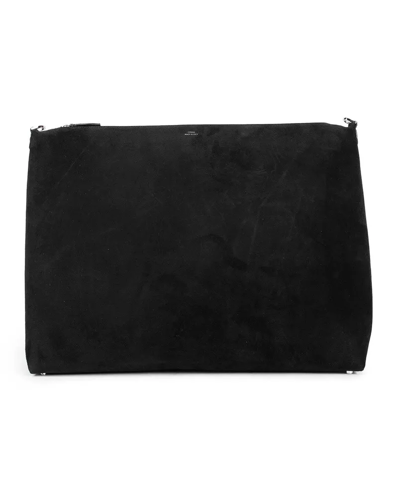 Totême Bevel Shoulder Bag in Suede Black
