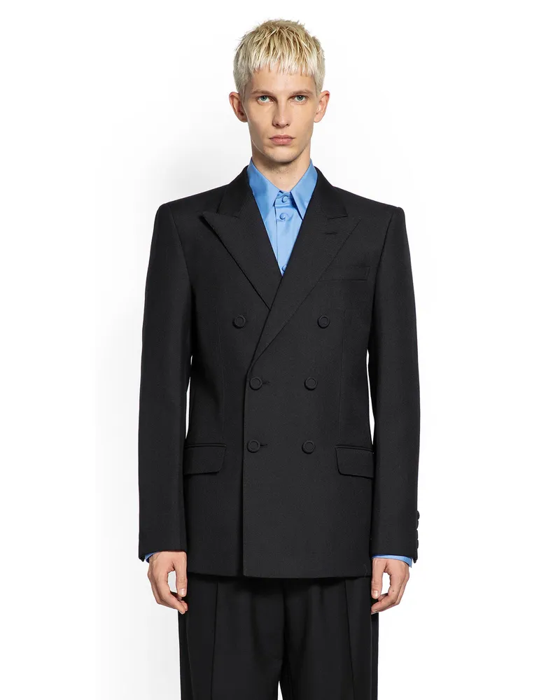 Valentino Garavani Double-Breasted Wool Gabardine Blazer Black
