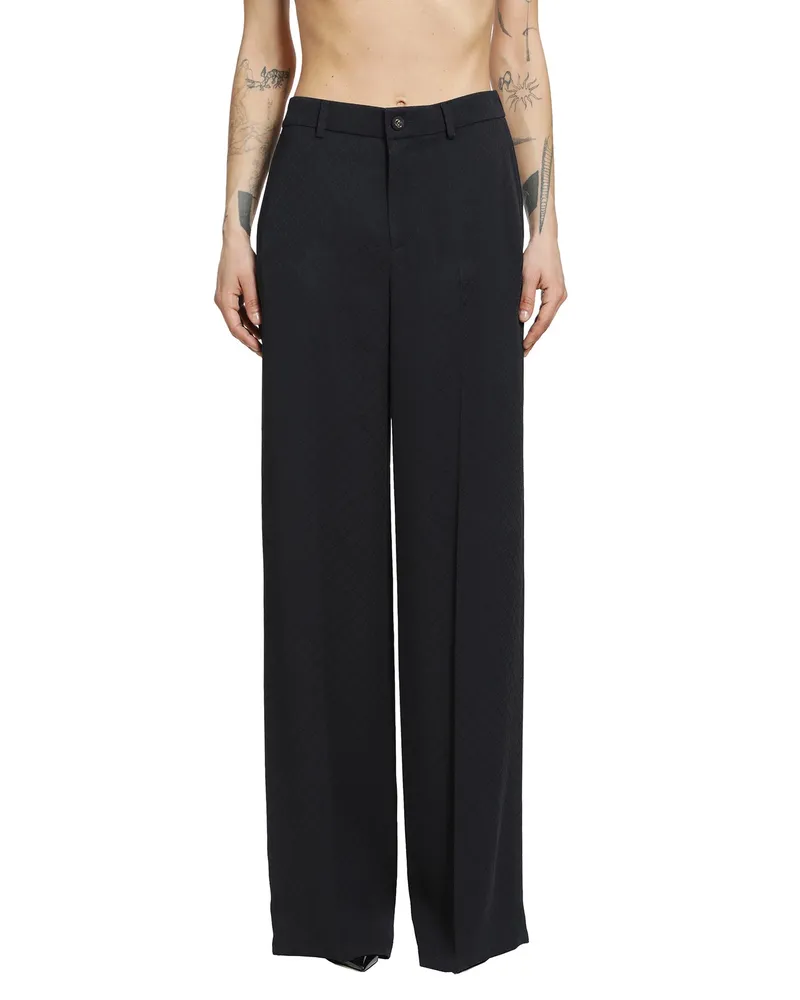 Gucci Silk Jacquard Trousers Blue