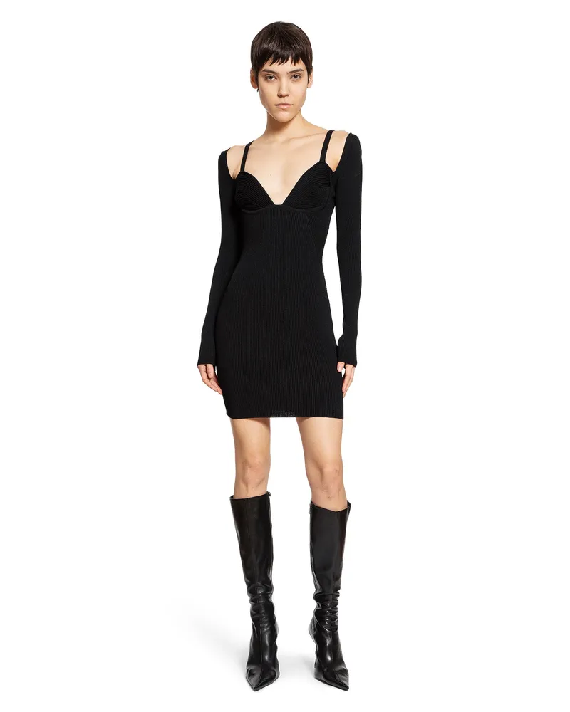 Nensi Dojaka Contour Ribbed Knit Mini Dress Black